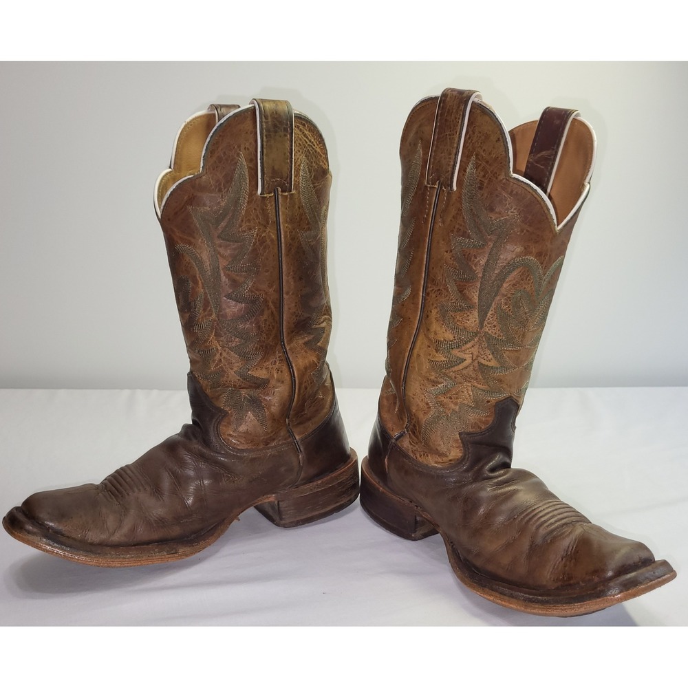 Justin Boots BRL610 Western Cowboy Boots Brown Leather Square Toe USA Size 7 - Picture 9 of 16